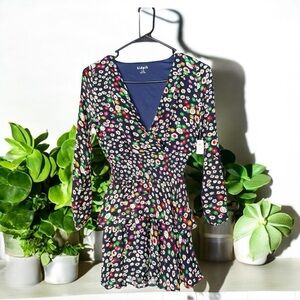 NWT Classic Floral Wrap Dress - Kidpik Navy - L (12)